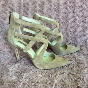 BCBG Nude suede heels